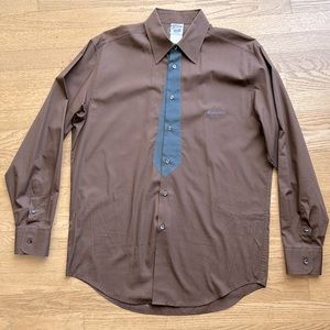 MOSCHINO Cheap and Chic men’s brown dress shirt size L, neck 16”. Grey logo